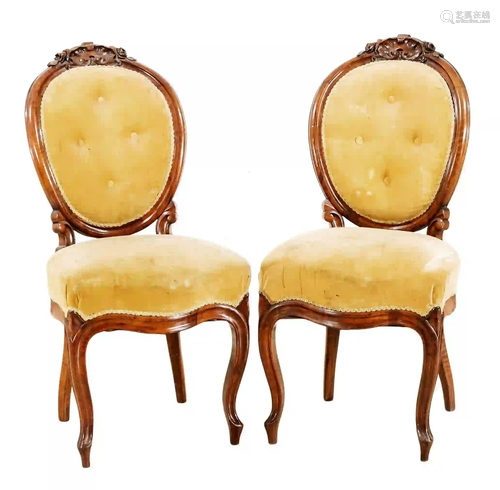 Pair of chairs circa 1860, solid wa