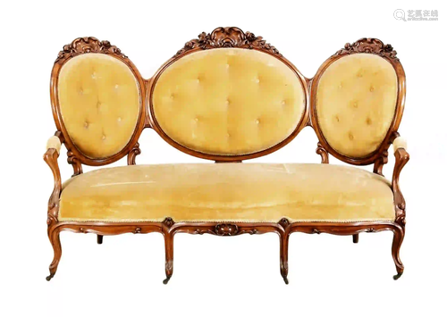 Elegant sofa around 1860, solid wal