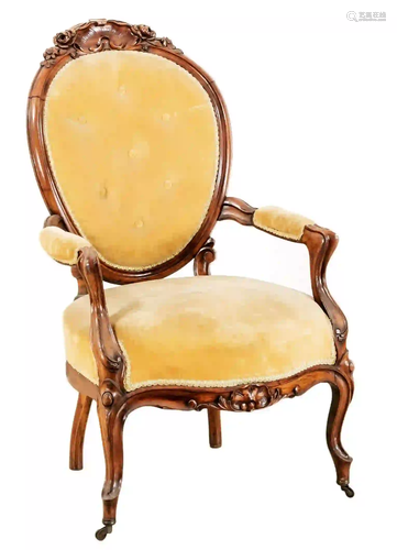 Armchair around 1860, solid walnut,