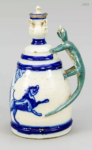 Stoneware carafe with lizard handle