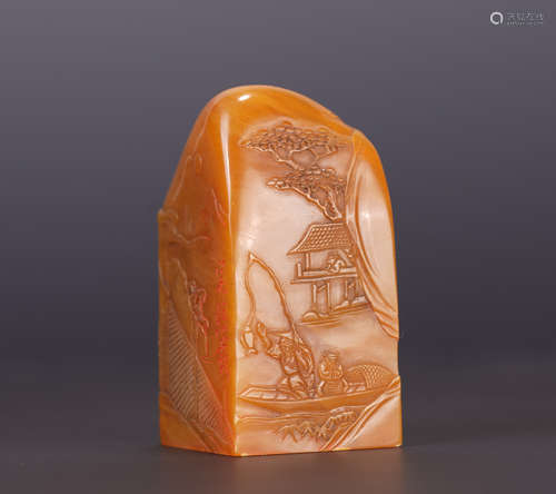 A CHINESE TIANHUANG SEAL CARVED BUMPER HARVEST PATTERN