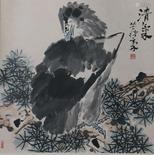 CHINESE SCROLL INK PAINTING OF EAGLE