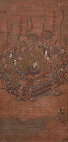 CHINESE SCROLL PAINTING OF FIGURE STORY