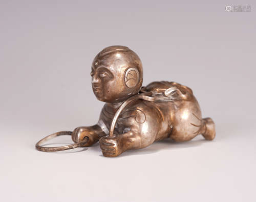 A CHINESE PURE SILVER BOY TABLE ITEM