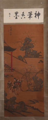 CHINESE SCROLL INK PAINTING OF LADIES