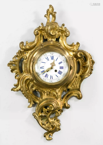 Cartel clock, brass, 2nd half of 19
