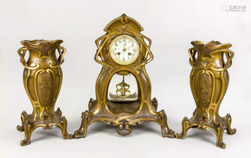 3-piece art nouveau bronze pendulum