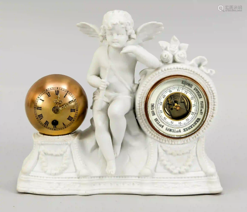 Ball table clock with barometer on