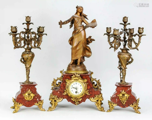 Large 3-piece figural pendulum, Fra