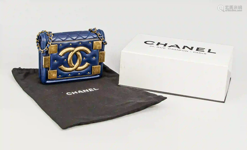 Chanel Boy Brick Mini in dark blue,