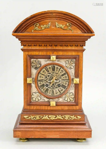 Gustav Becker table clock oak, arch