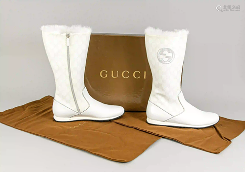 Gucci winter boots, white, leather