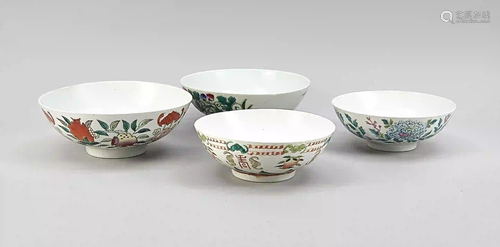 4 Famille Rose bowls, China, Republ