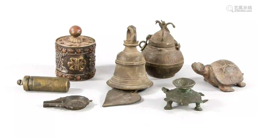 Set of 7 pieces of bronze, Tibet, 1