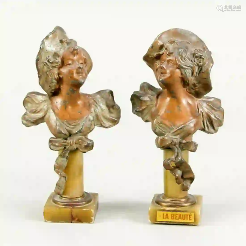 Two small Art Nouveau busts around