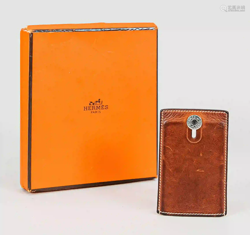 HermÃ¨s brown leather card case with