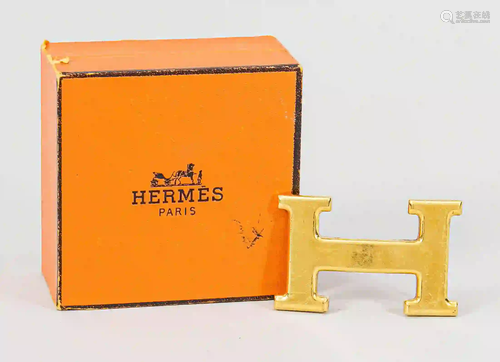 Belt buckle by HermÃ¨s, golden ''H''