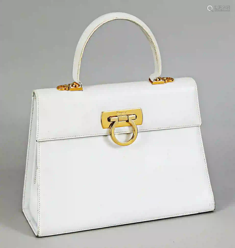 Ferragamo Kelly style bag in white,