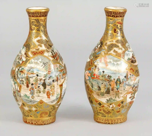 Pair of Satsuma vases, Japan, aroun