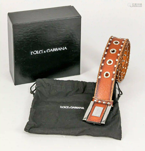 D&G, belt, size: 95. Brown leather