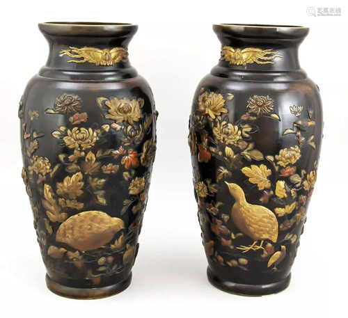 Pair of large baluster vases, Japan