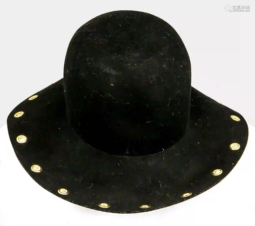 Felt hat for ladies, black with gol