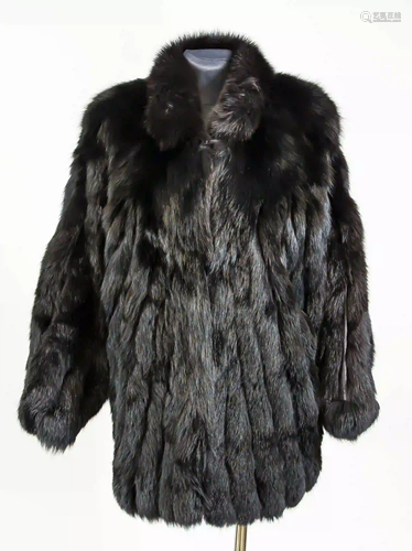 Ladies fox jacket, black. On a labe