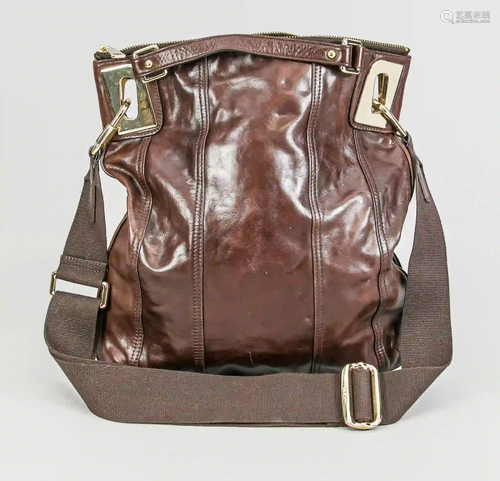 DKNY handbag, dark brown, chrome pa