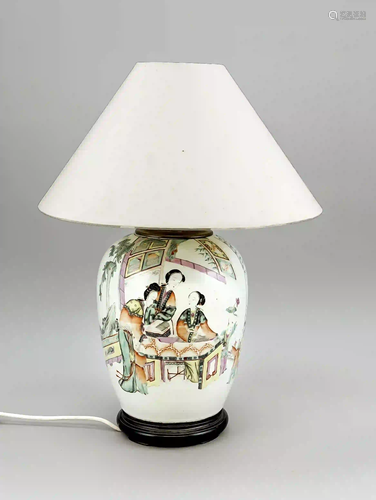 Famille rose vase mounted as a lamp