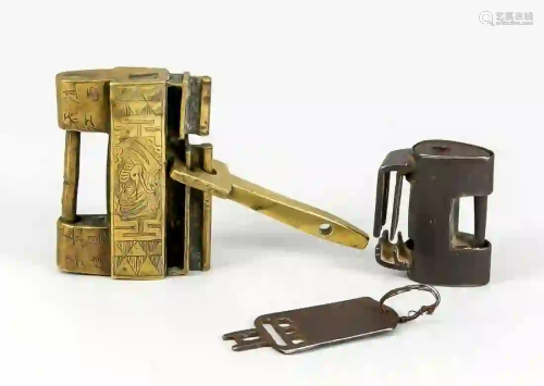 2 historical locks, China, 19th c.