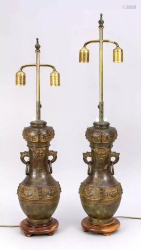 Pair of lamps with vase bases, Chin