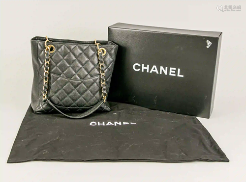 Chanel shopper, black leather with