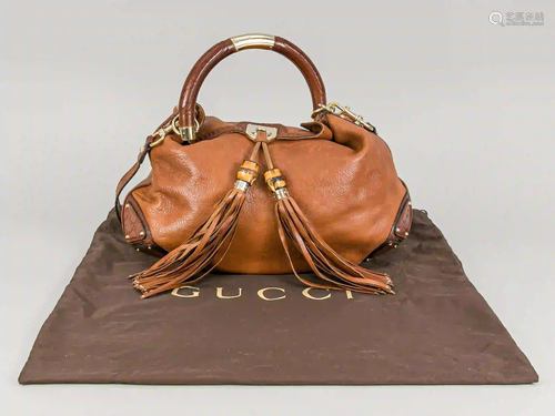 Gucci Indy bag, brown leather, meta