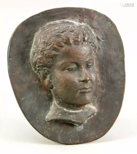 Bronze relief around 1900, portrait