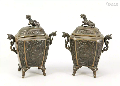 Pair of incense burner/koro, probab