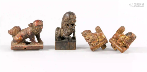 4 small guardian figures, China, 19