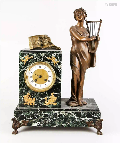 Marble pendulum with woman playing