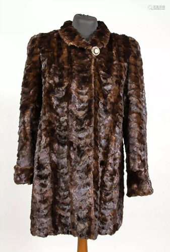 Ladies mink jacket, dark brown, wit