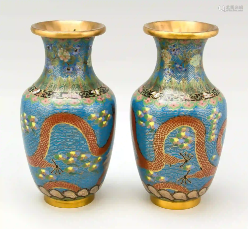 Pair of cloisonnÃ© vases, China, 20t