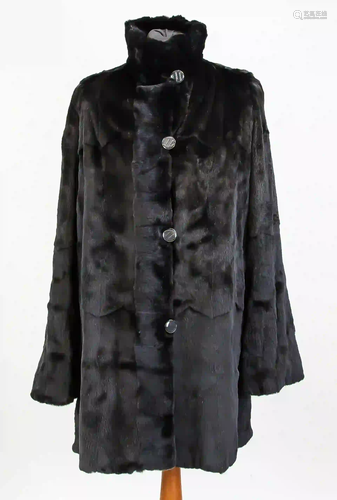 Ladies half coat, fur (sheared), bl