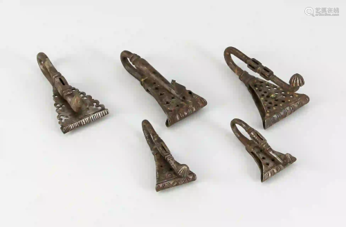 5 large hooks, Persia/India?, iron,