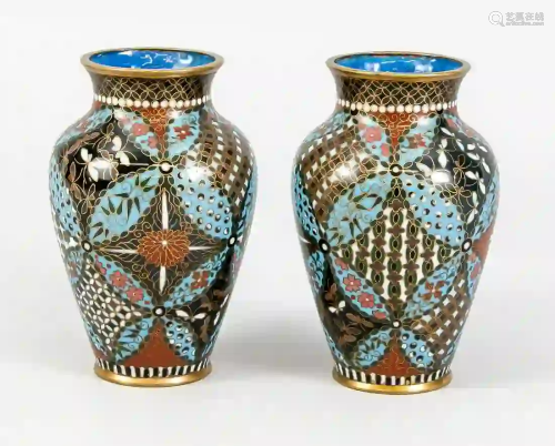 Pair of cloisonnÃ© vases, Japan, c.