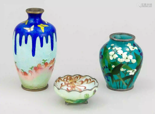 3 small pieces of cloisonnÃ©, Japan,