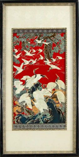 Lacquer painting with cranes, China