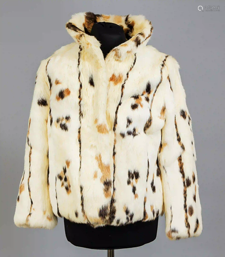 Ladies rabbit jacket, white spotted