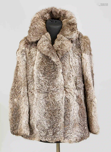 Ladies rabbit jacket, mottled gray.