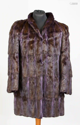 Ladies fur jacket, black-purple. On