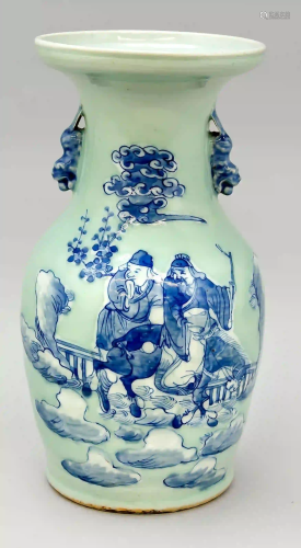 Seladon-ground vase with cobalt blu
