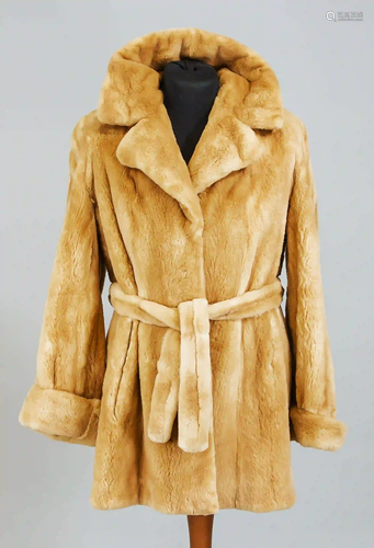 Ladies mink jacket with belt, shear