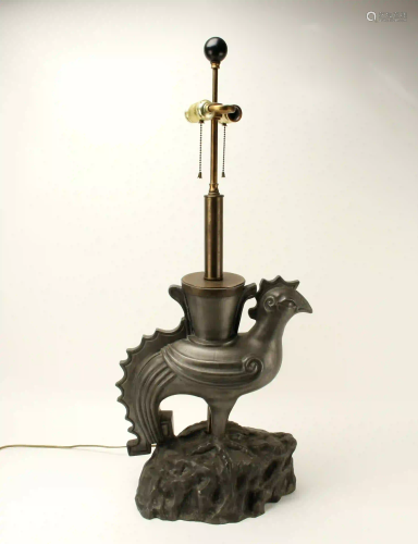 LARGE CHINESE PHOENIX ROOSTER LAMP